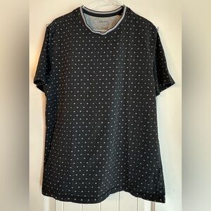 DKNY Black Short Sleeve Tee with Logo Pattern